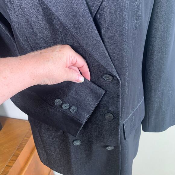 Ellen Tracy Sz 6 Pant Suit w Double Breasted Long Blazer Jacket Wool Gray Career - Picture 7 of 11